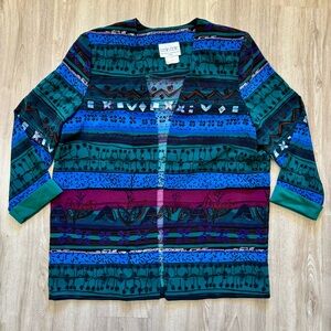Vintage Boho Jacket Colorful Statement Blazer Festival Art Teacher Size 14 Open